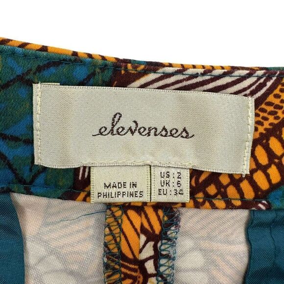 Elevenses Bird Of Paradise Shorts Womens Size 2 Teal and Marigold Floral Boho - Picture 6 of 8